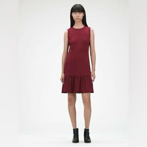 Maroon Gap Ponte knit Flounce Dress